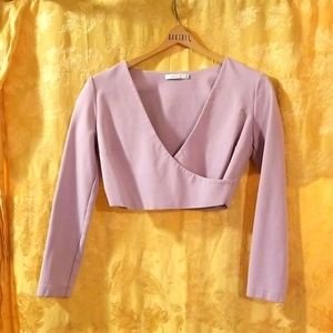 Long sleeve lilac crop top